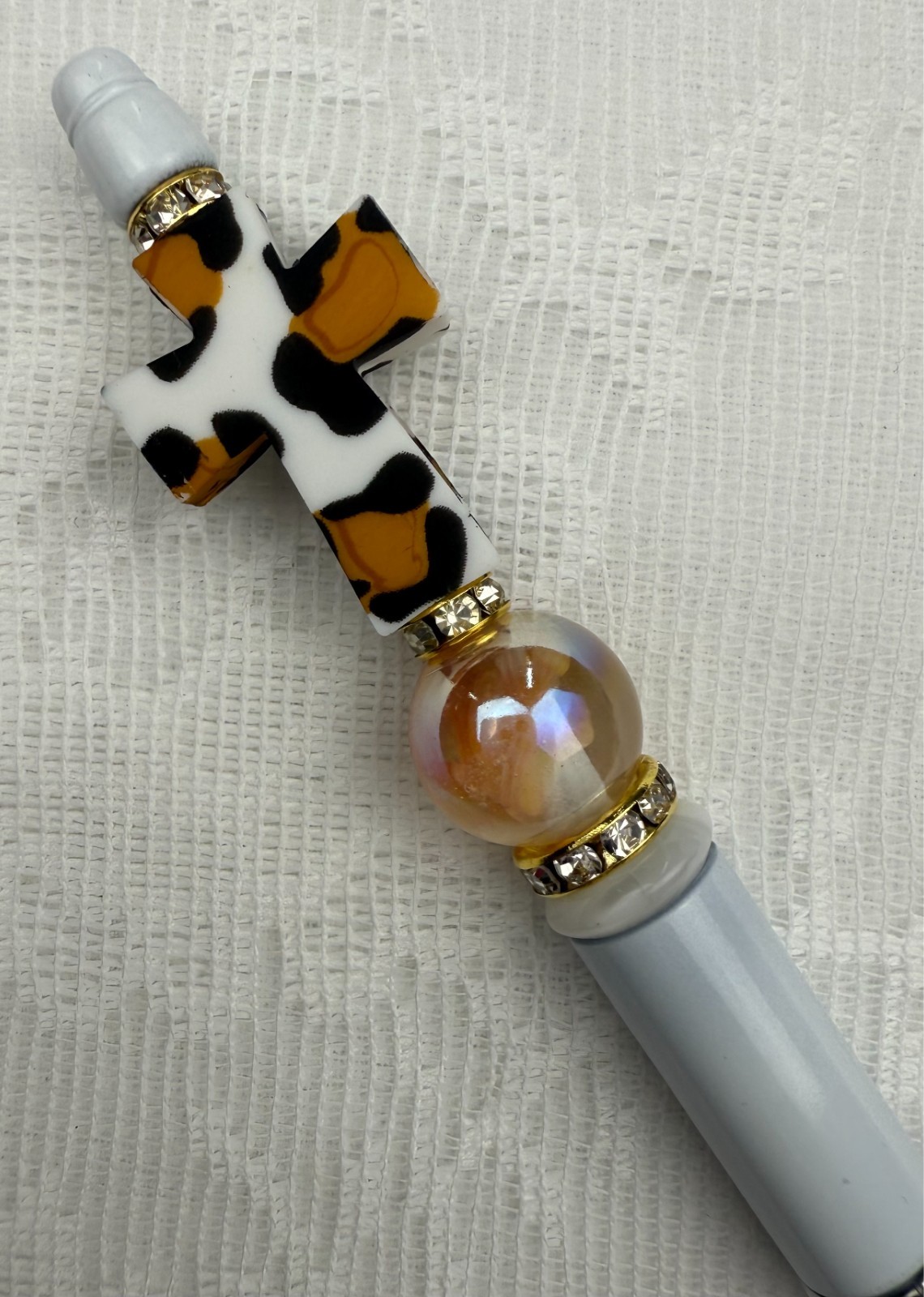Handmade Custom beaded pens. Silicone cross. Acrylic bead.Gifts. Basket filler.