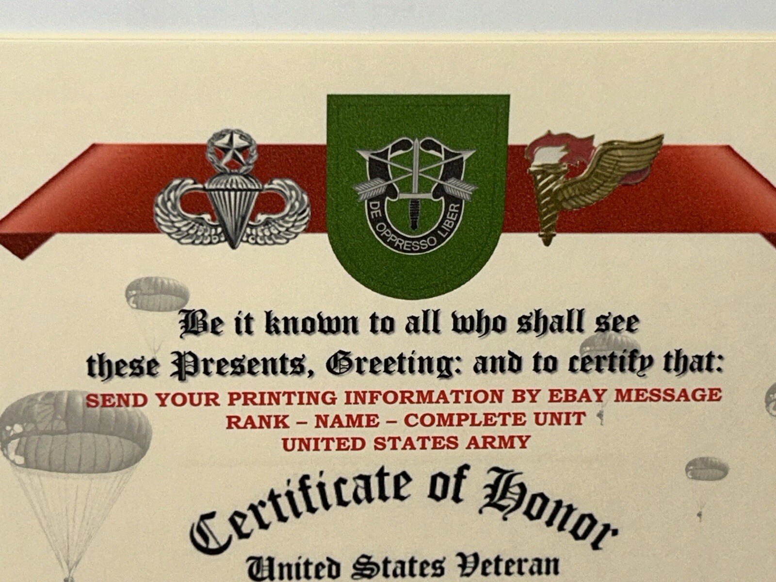 U.S. ARMY – 10TH SPECIAL FORCES GROUP (ABN) VETERAN SERVICE ACHIEVEMENT AWARD