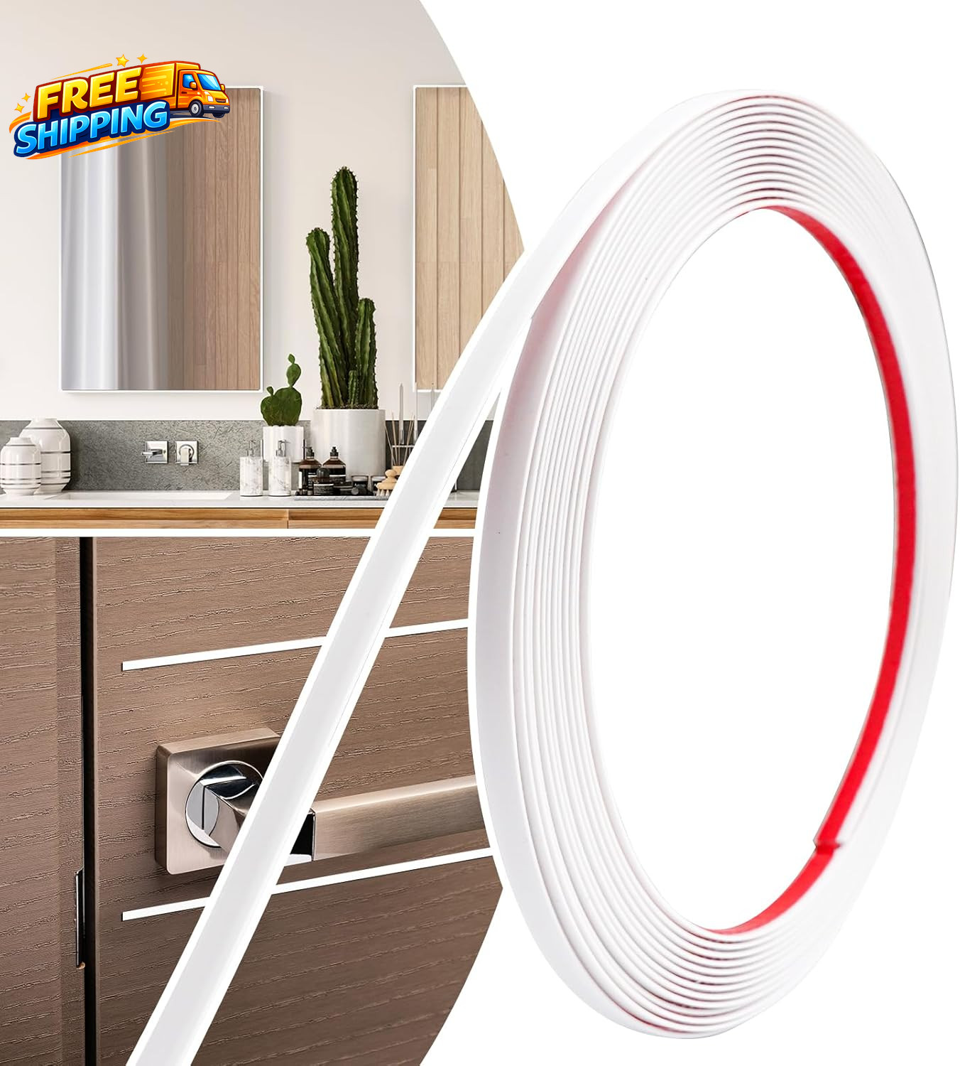 0.25In × 20Ft Peel and Stick Wall Molding Trim Flexible Self Adhesive Molding