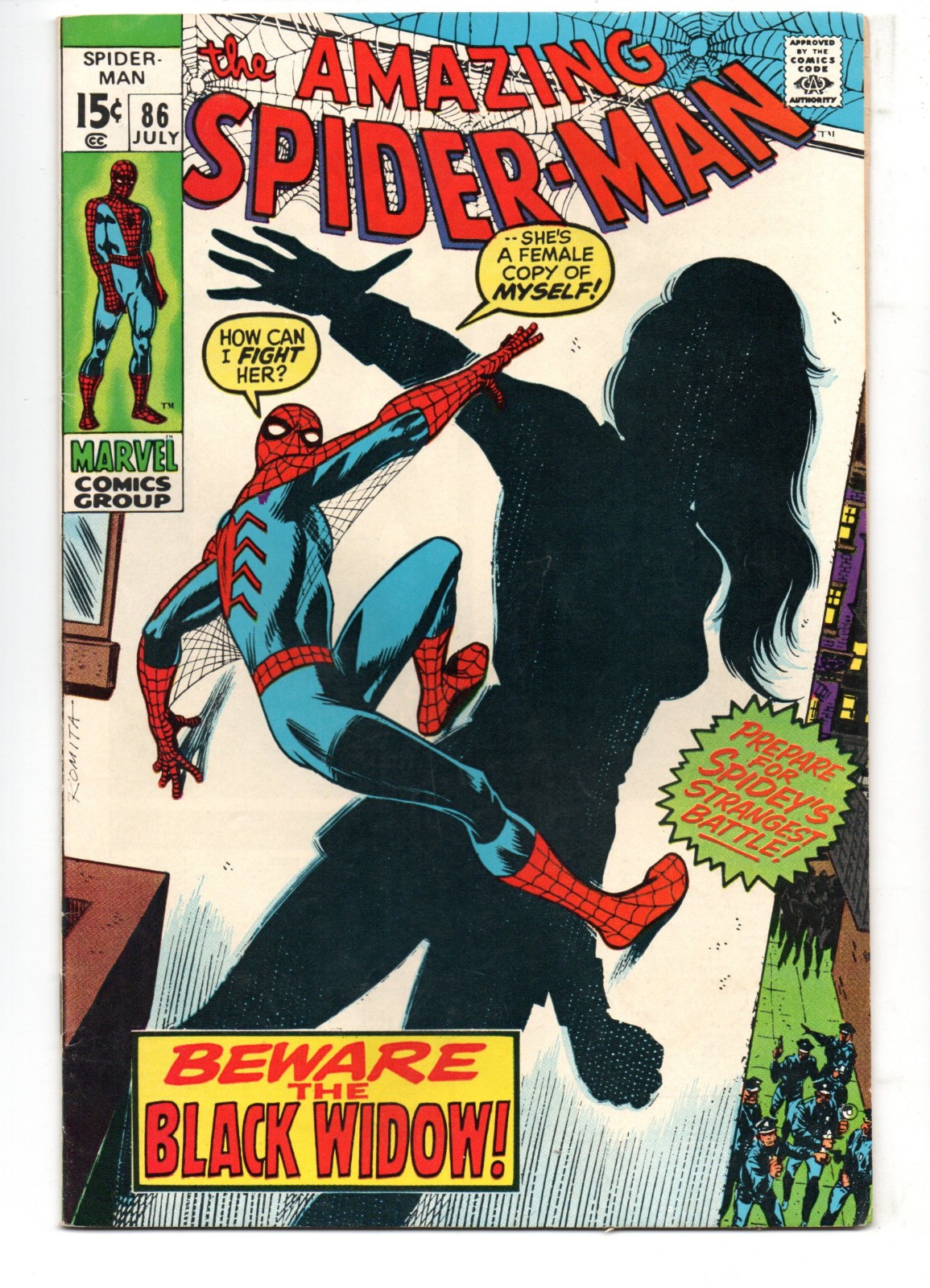 AMAZING SPIDER-MAN #86 (1970) – GRADE 6.0 – 1ST APP BLACK WIDOW BLACK SUIT