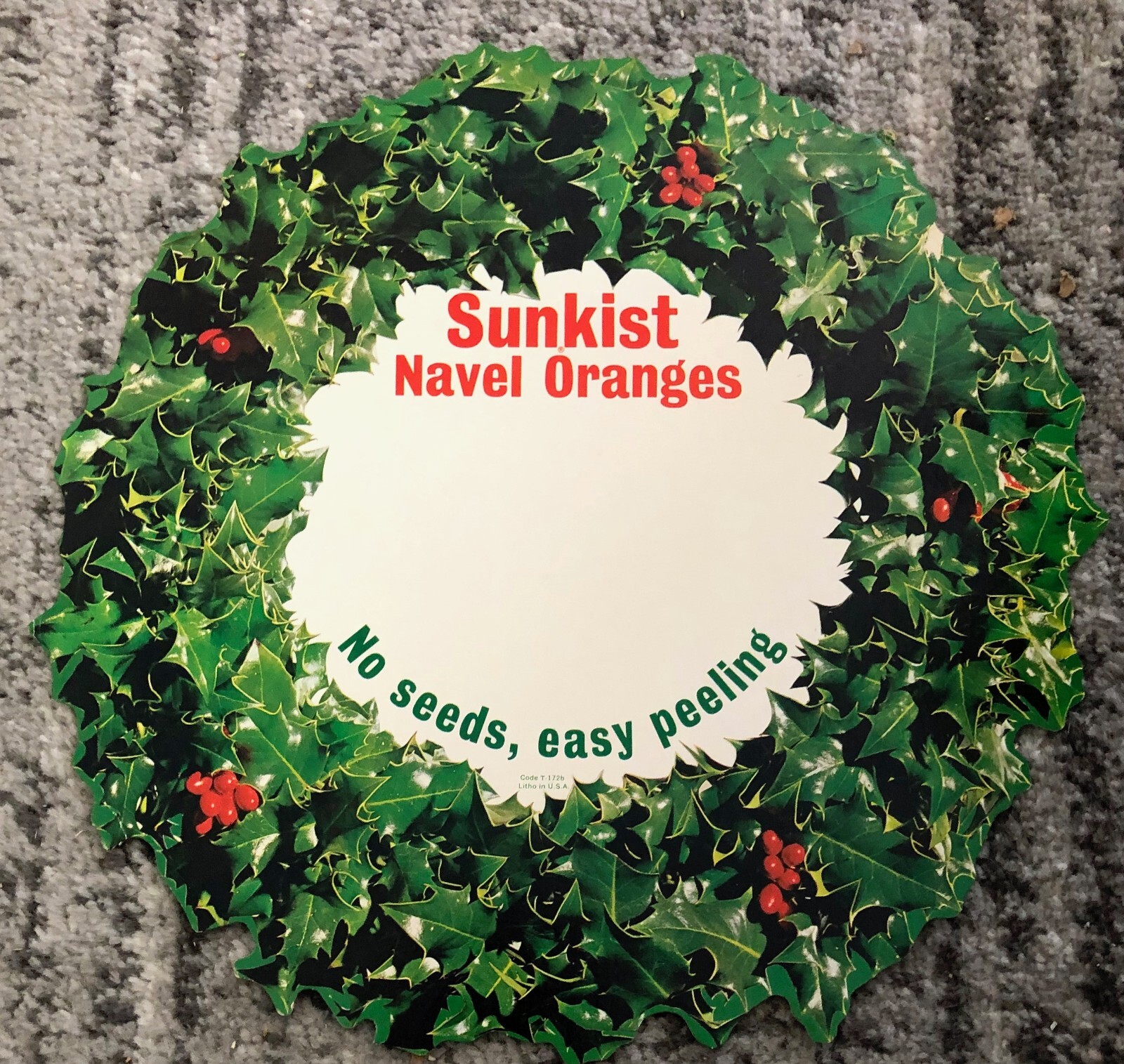Vintage Sunkist Sign Santa Christmas Oranges Fruit Advertising Display Cardboard