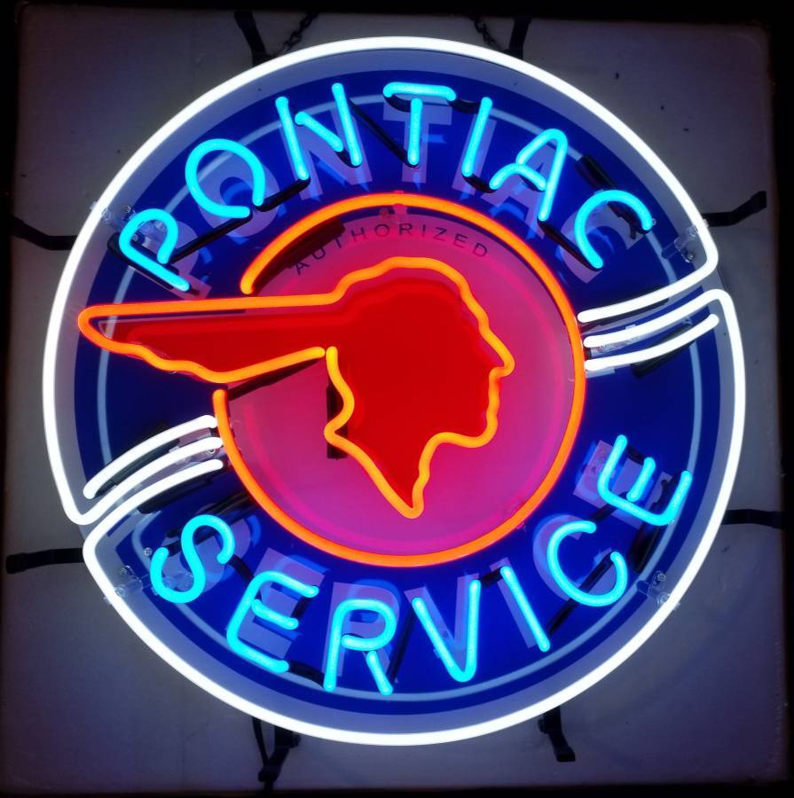 Pontiac Service Sports Car Vehicle Dealer Garage 24″x24″ Neon Sign Light Open