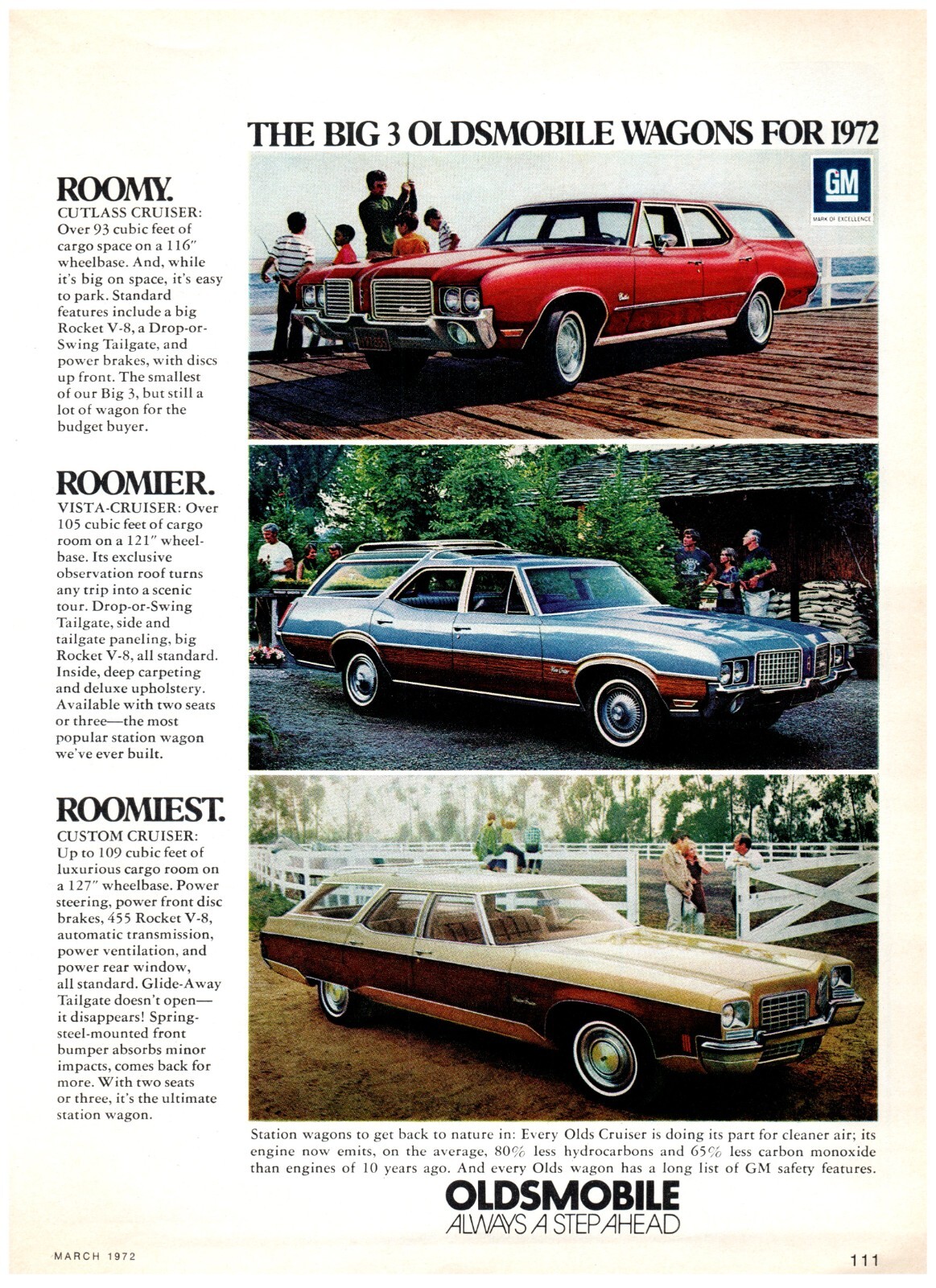1972 Oldsmobile Print Ad, Cutlass Vista Custom Cruiser Wagons 70’s Style Family