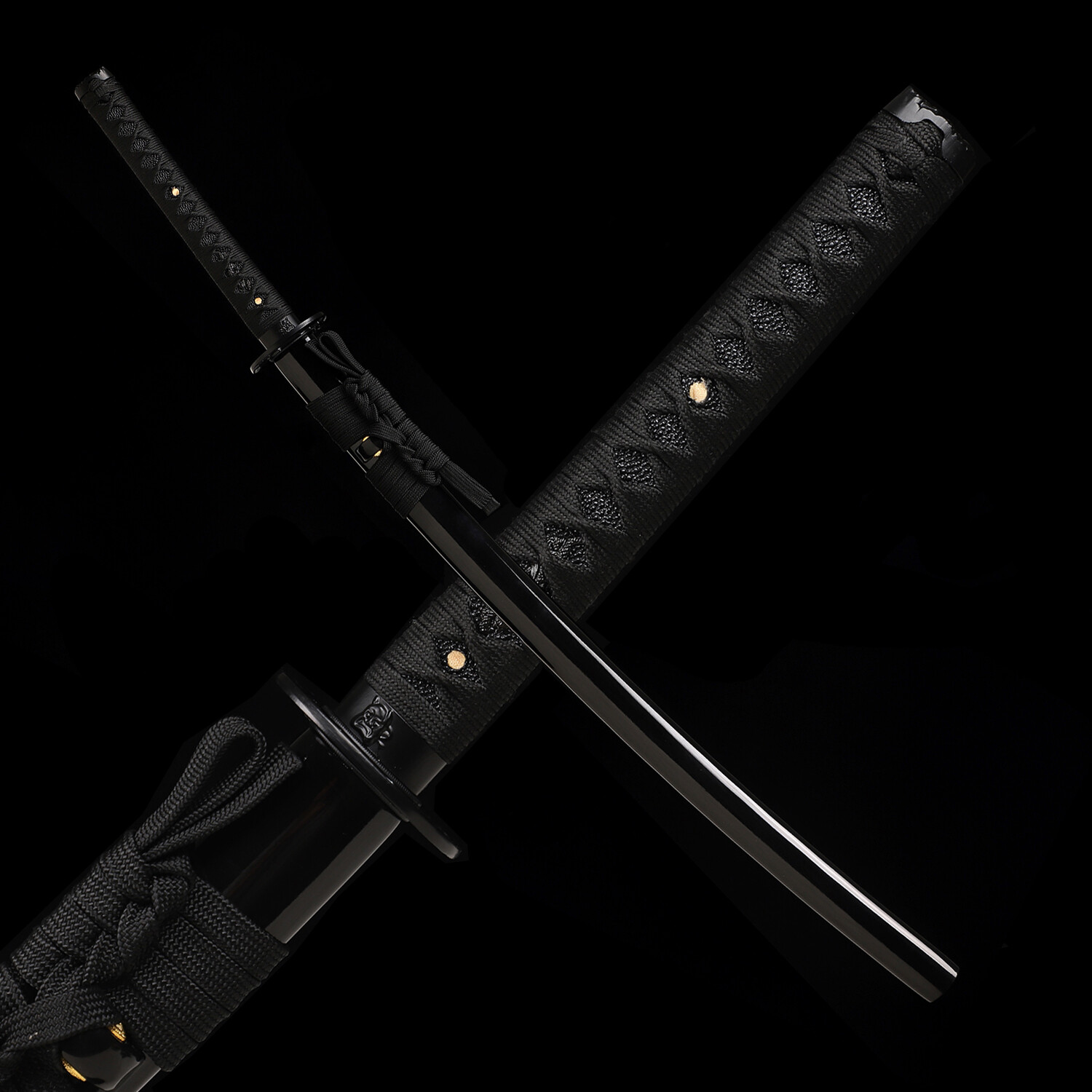 9260 Spring Steel Katana Japanese Samurai Sword All Black Full Tang Razor Sharp