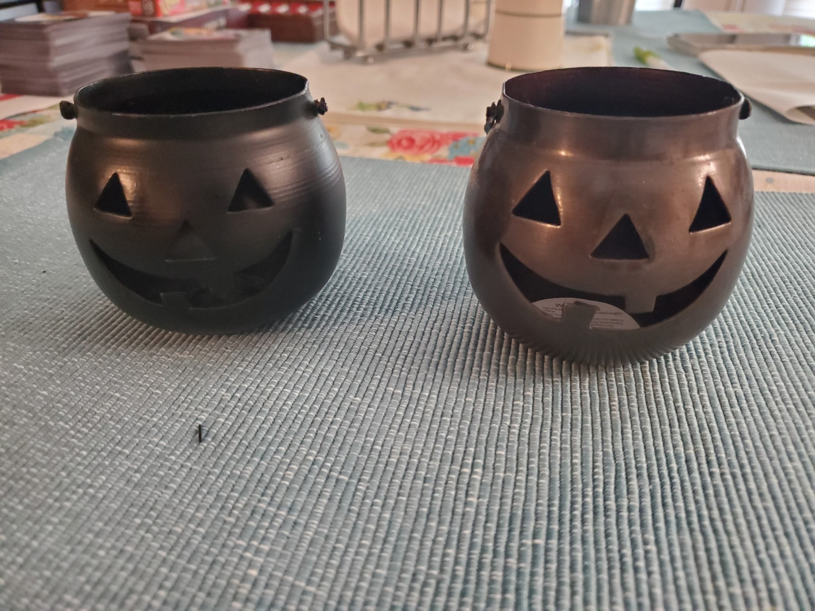 Hosley Halloween Jack-o’-Lanterns Votive Candle Holders Metal Bronze, Black