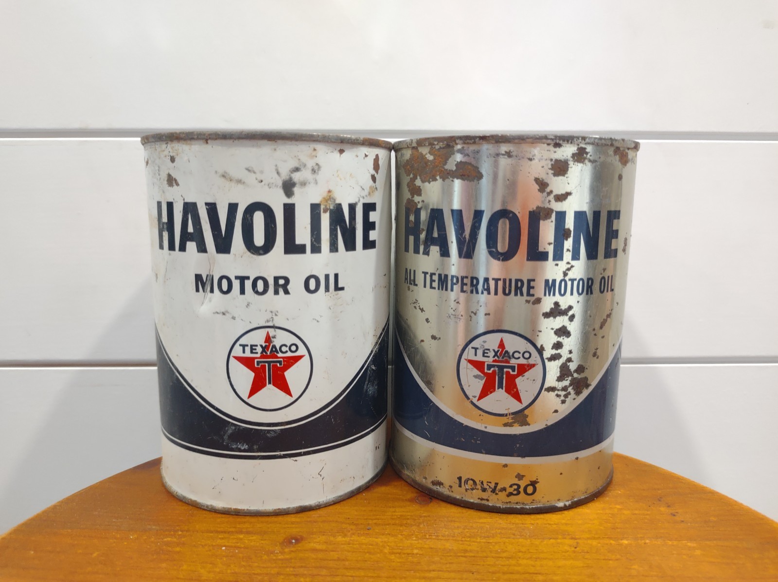 Vintage Texaco Havoline Motor Oil Can Metal Quart Service Station Empty Lot