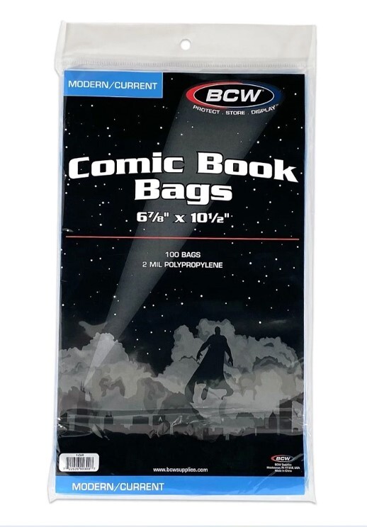 100 BCW Current / Modern Comic Book Bags Sleeves + Acid Free Back Boards New