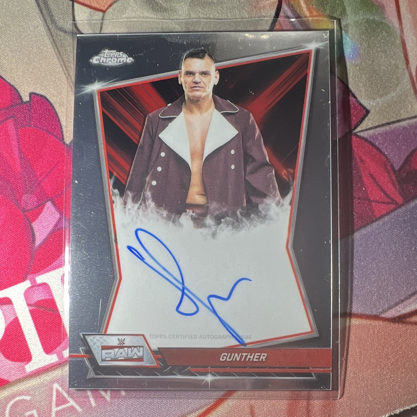 Topps 2026 Chrome WWE Gunther Red Brand Chrome Autograph RBA-GUN Hard Signed