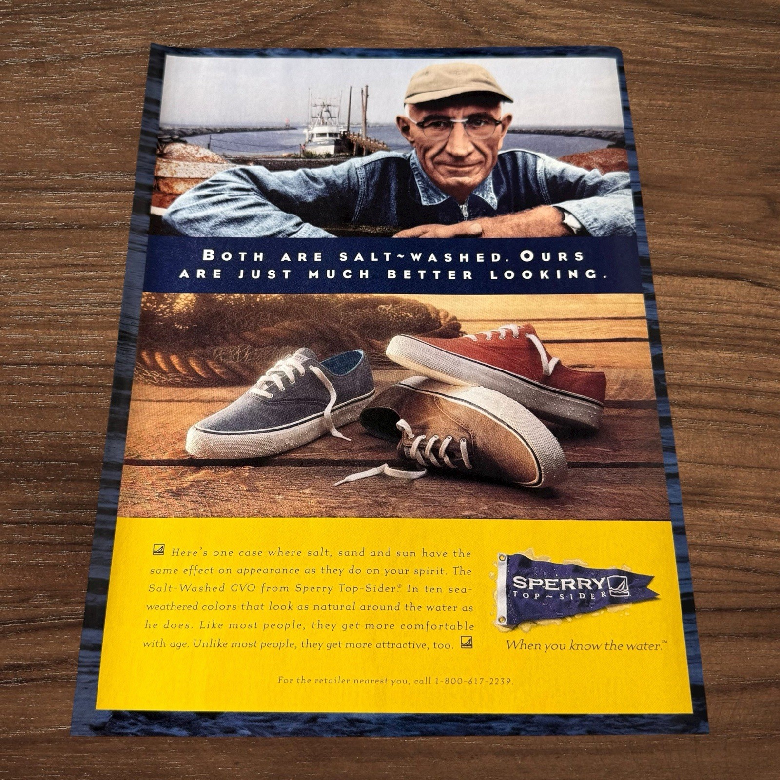 Vintage 1990s Sperry Top-Sider Salt Washed CVO Canvas Shoes Print Ad Nautical