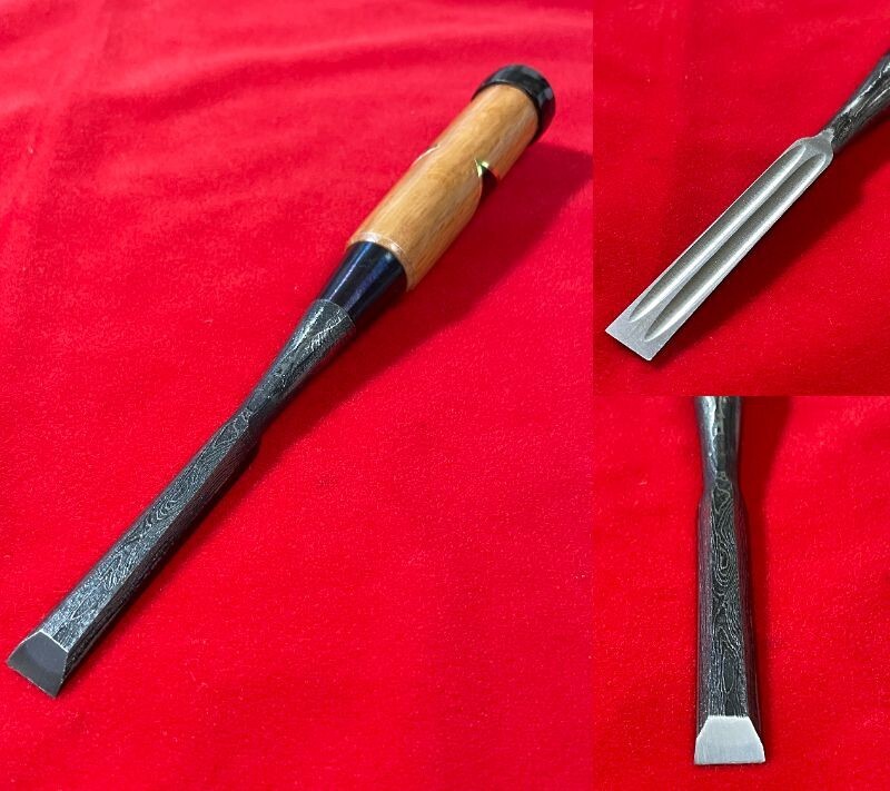 Japanese chisel oire nomi 追入鑿 12mm (Mokume) Blue Steel#2 羽生康
