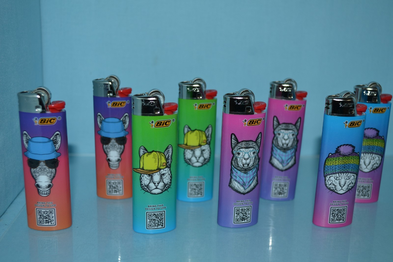 (12) BIC Special Edition Lighters, Animals With Hats