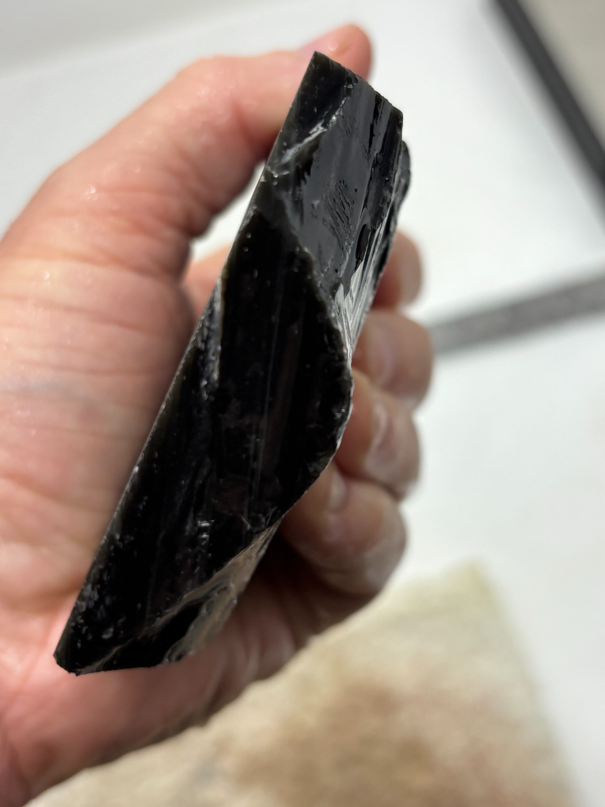 Thick Silver Sheen Obsidian end Slab Lapidary Cabbing Knapping Combo ship avail