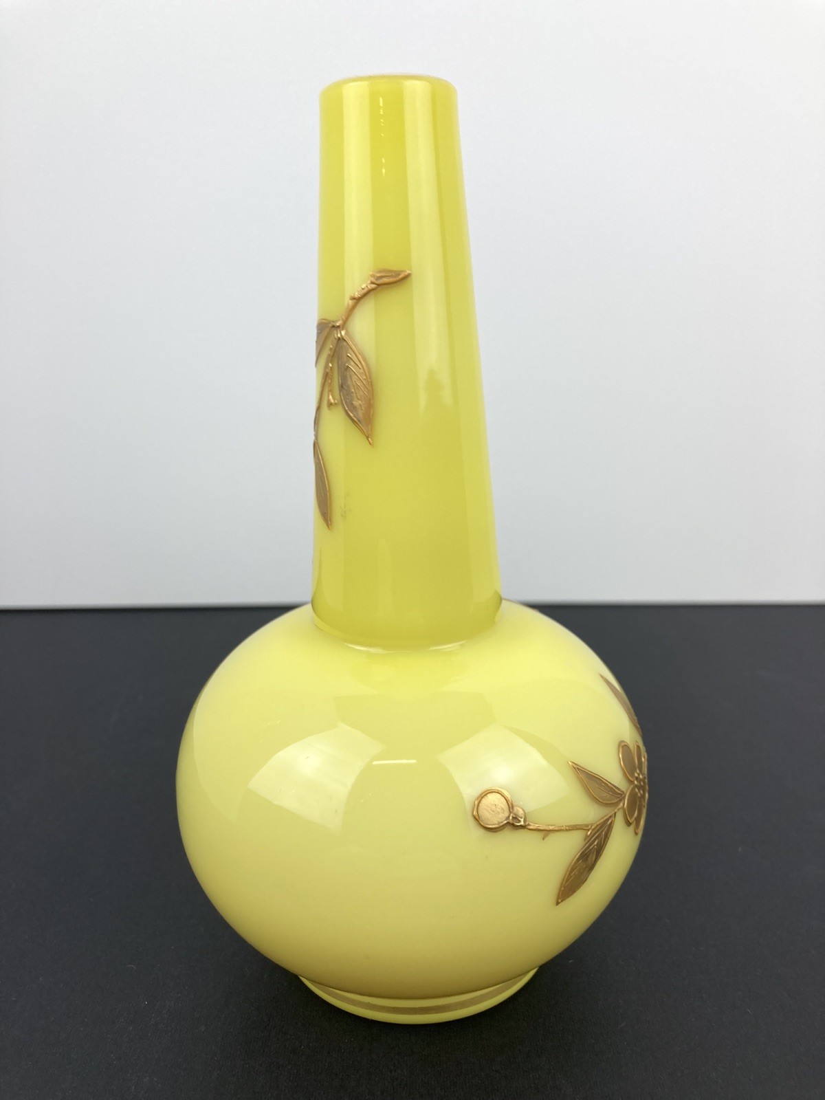 BEAUTIFULL Thomas Webb & Sons NUMBERED GOLD ENAMELED YELLOW/ PINK VASE c1890s
