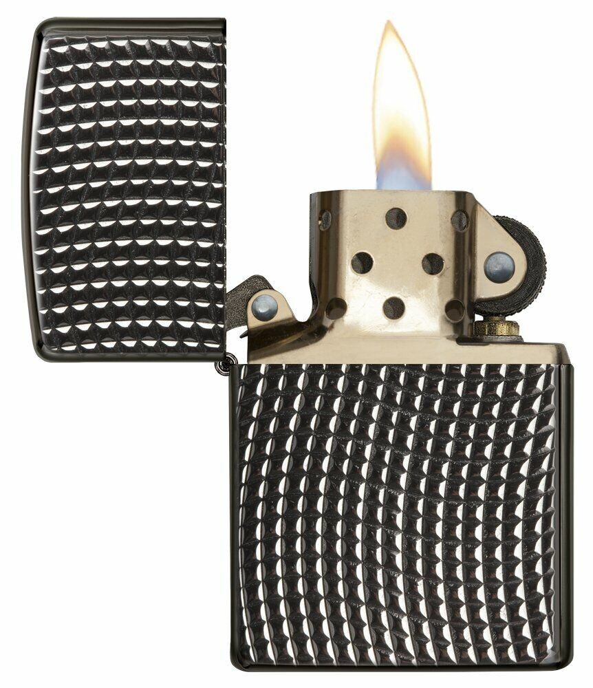 Zippo 28544 Armor Brite Cut Squares High Polish Black Ice