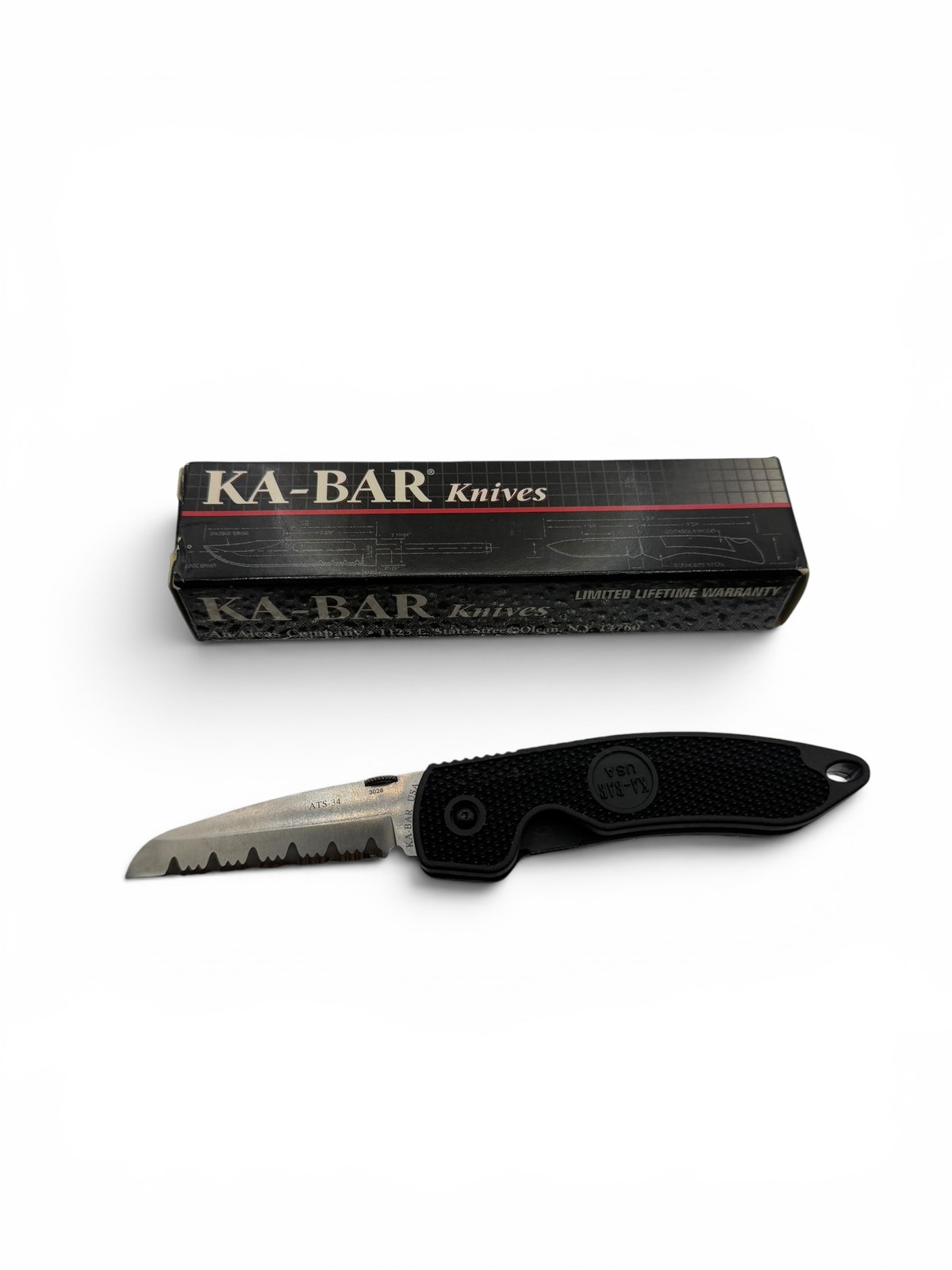 KA-BAR K2K Rescue Blade Folding Knife ATS-34 Partially Serrated USA 02-3028 NIB
