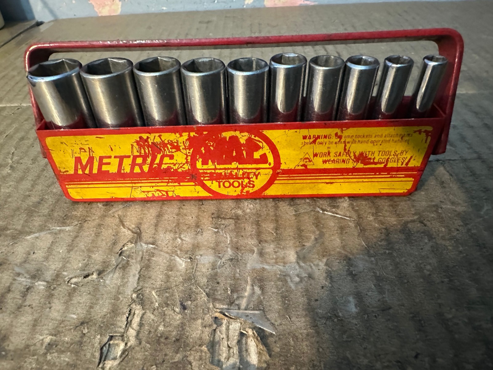 MAC TOOLS 10 PC METRIC 1/4″ DRIVE DEEP 6 POINT SOCKET SET IN TRAY 5MM -14MM USA