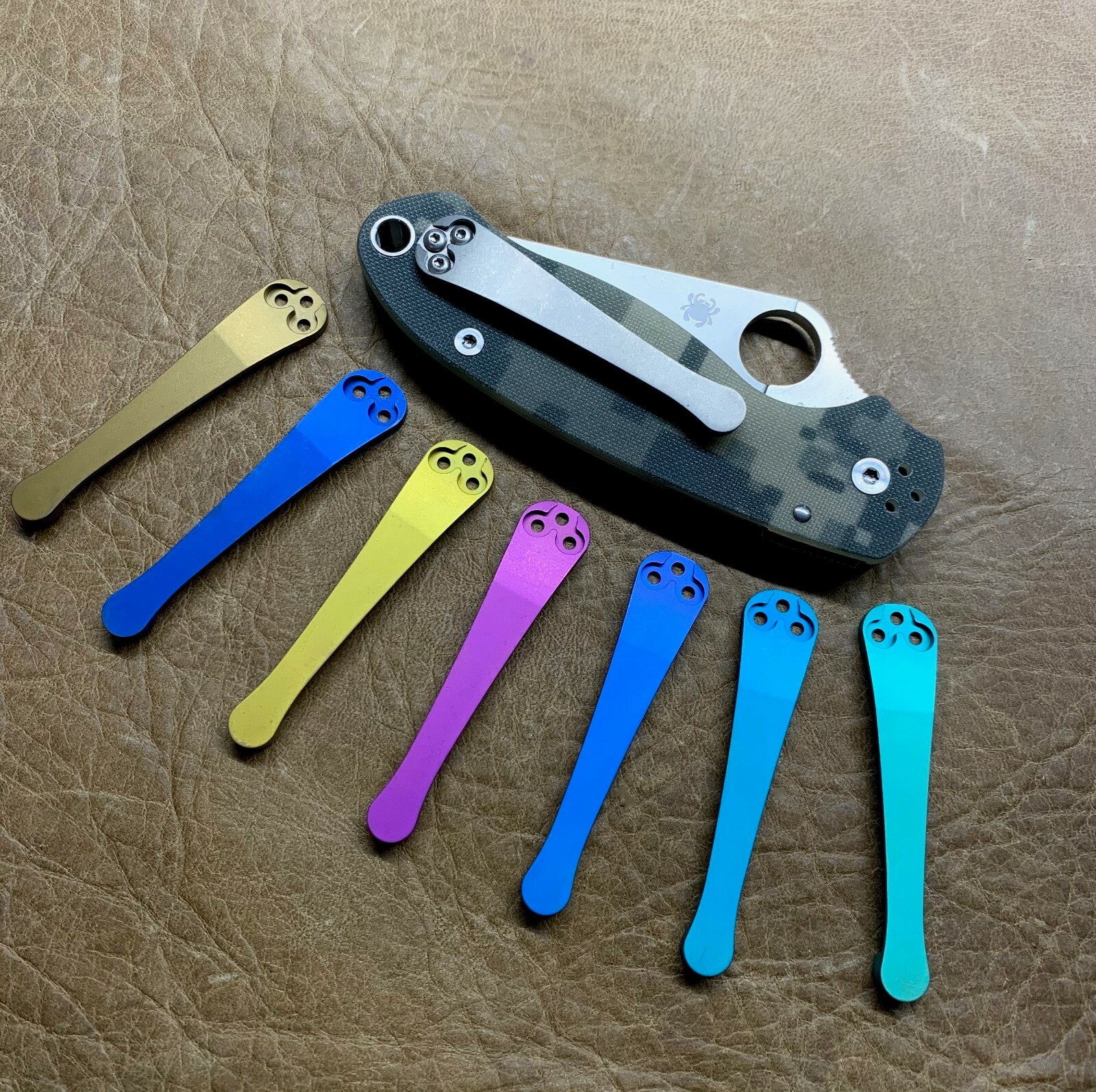 Titanium 3d milled Clip (NO KNIFE) for Spyderco Para 3 C223GP – 8 Color Options