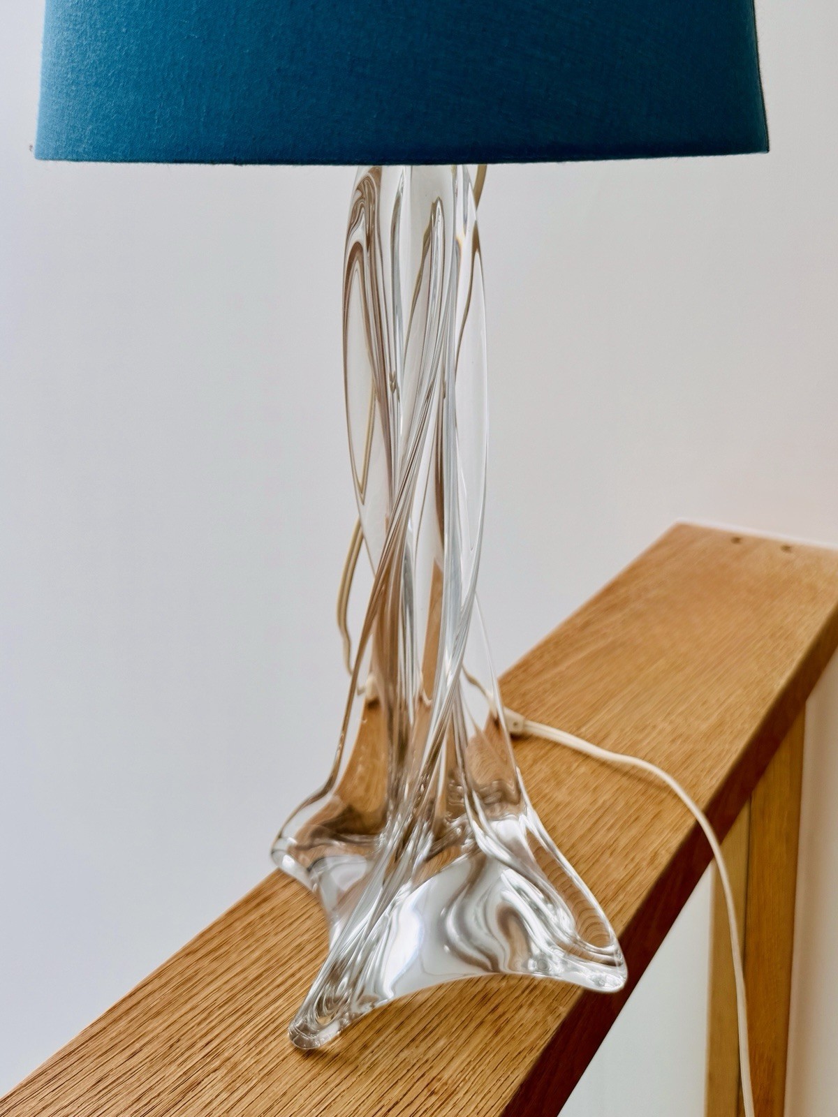 Mid-Century Modern Twisted Crystal Table Lamp 1960’s (shade not Included)