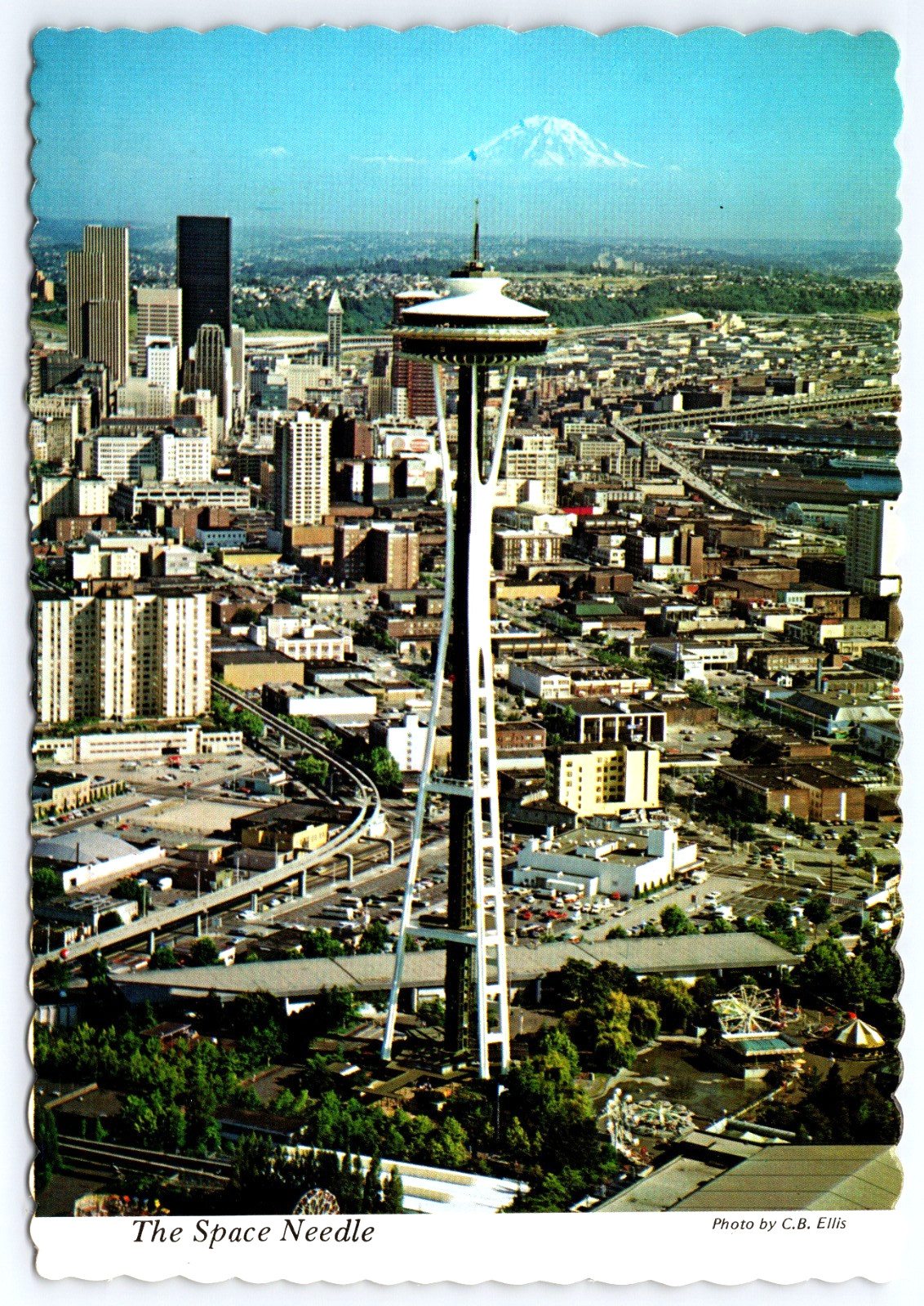 Seattle Washington The Space Needle Landmark City View Vintage Photo Postcard