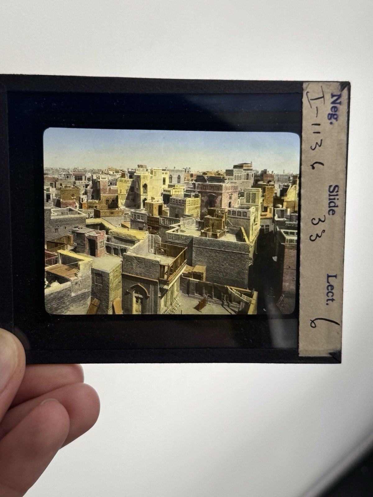 Antique Magic Lantern Glass Slide Roofs Lahore City Pakistan / India #33