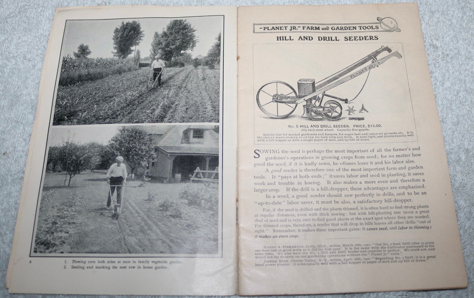 ANTIQUE 1902 PLANET JR FARMING AGRICULTURE IMPLEMENTS CATALOG W/PRICES