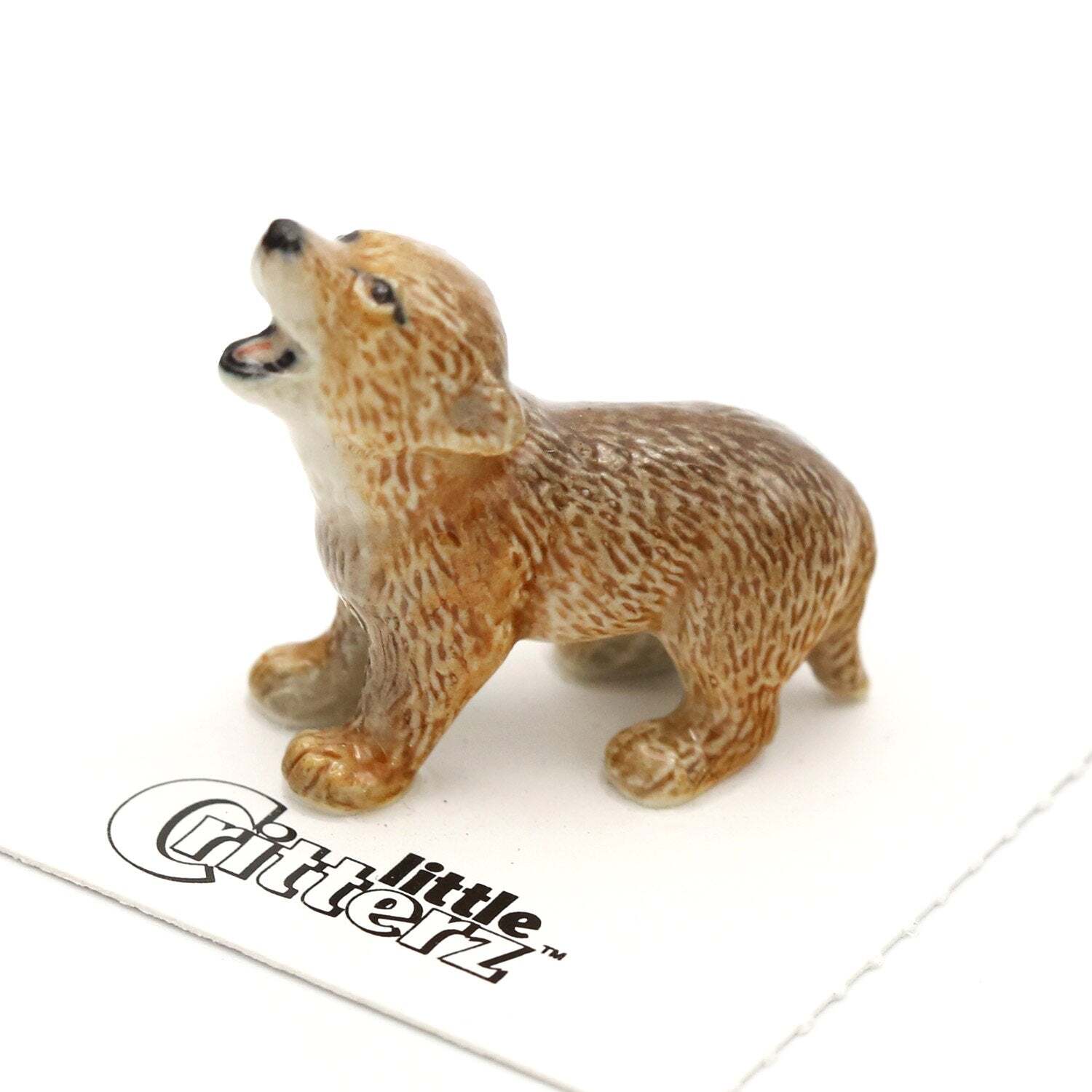 Little Critterz Brown – Coyote Pup “Howler” – Miniature Porcelain Figurine