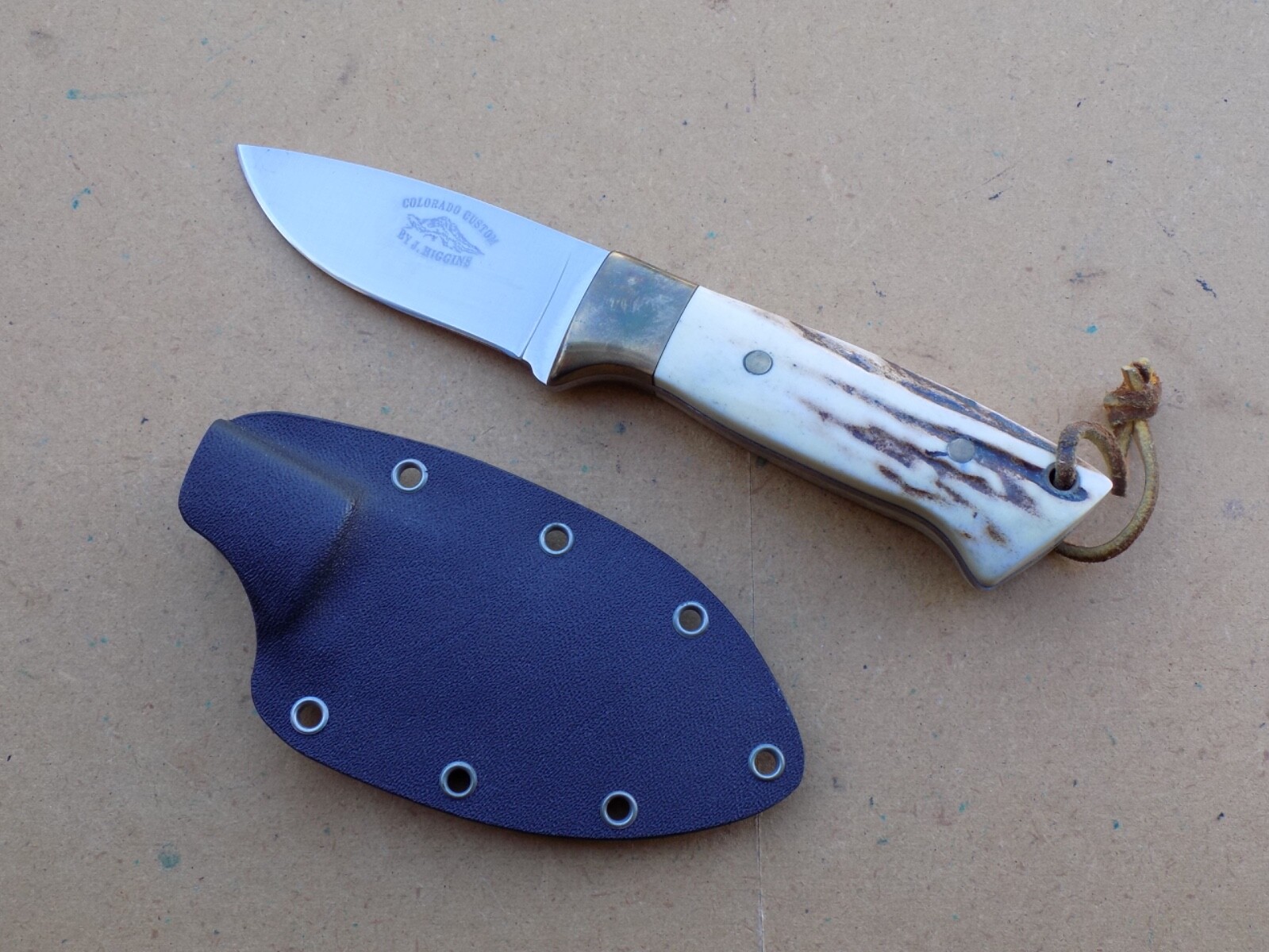 Colorado Cutlery Custom by J Higgins Stag Handle Fixed Blade Knife