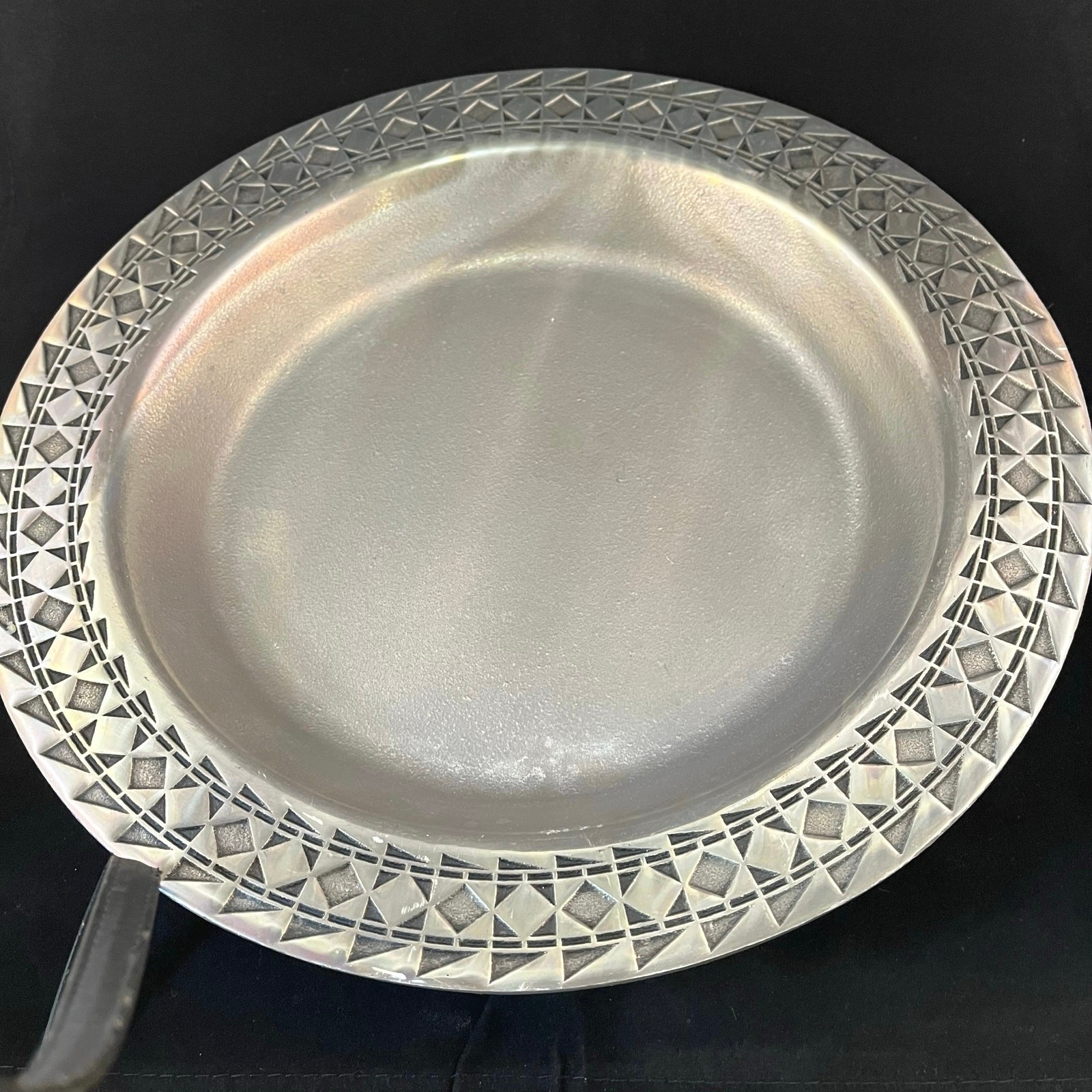 Wilton Armetale Acoma 12.25″ Serving Plate Tray Pewter Tone Vintage Aluminum