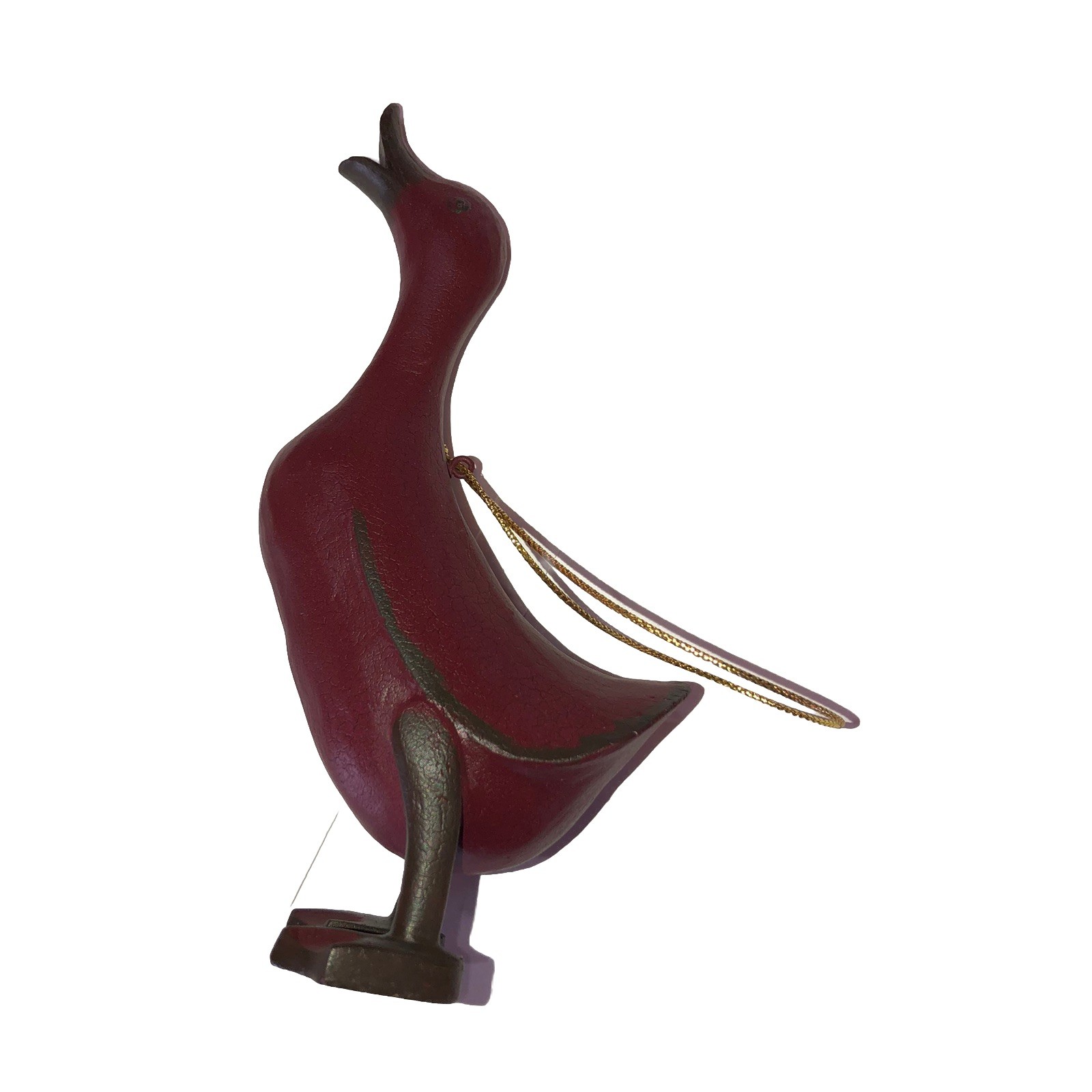 Smith & Hawken Duck Wood Figurine Decorative Ornament Reddish, Head Up