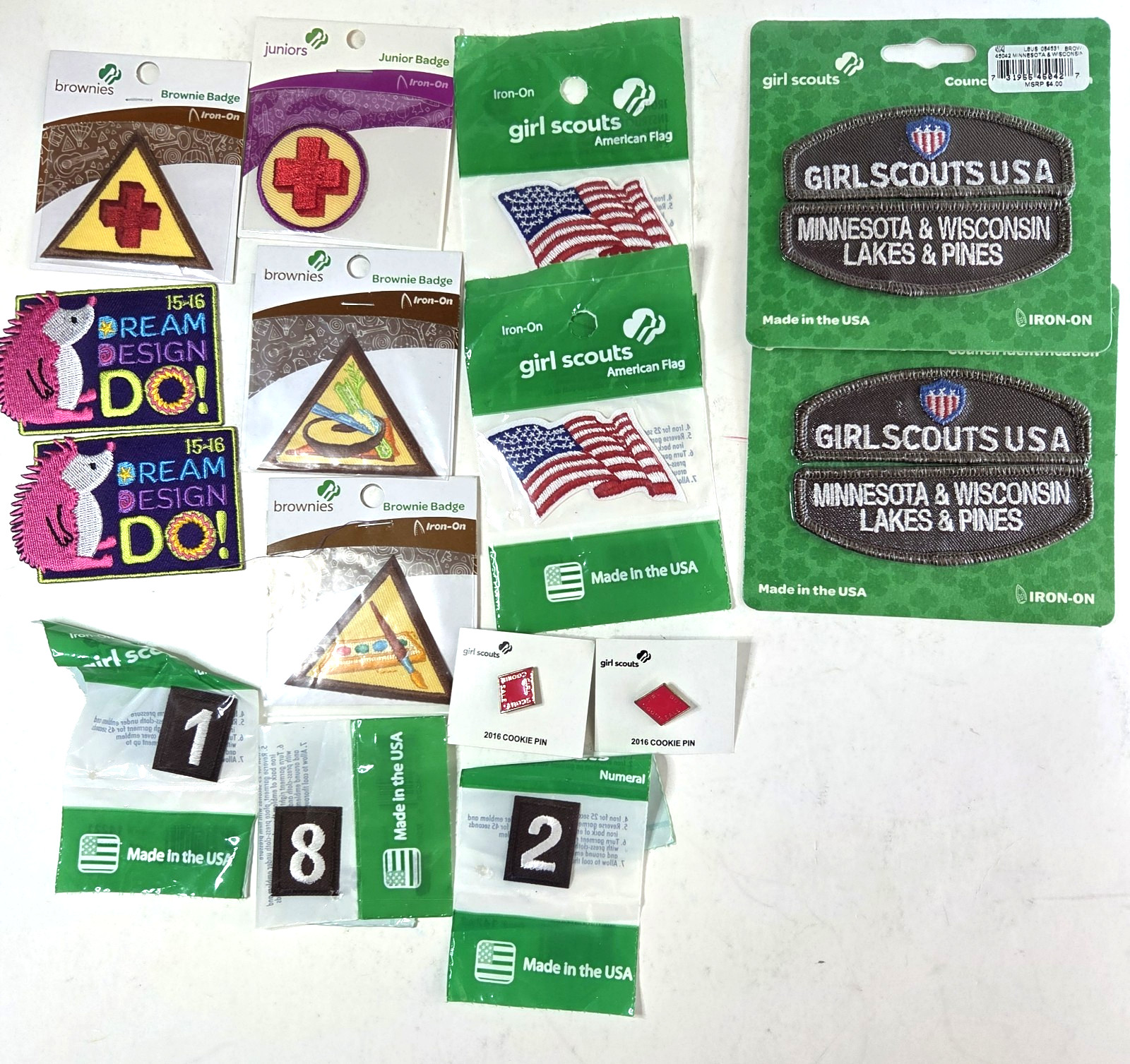 Lot Girl Scout & Brownie Patches Pins Merit Badges Mixed Minnesota Wisconsin NOS