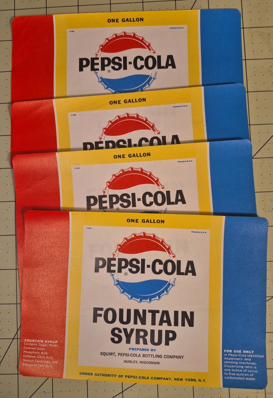 Vintage Pepsi-Cola Fountain Syrup Labels Unused
