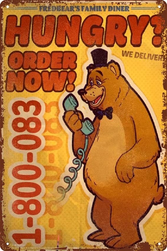 Vintage fredbear’s family diner pizza 2 Poster Retro Metal Tin Sign 8×12