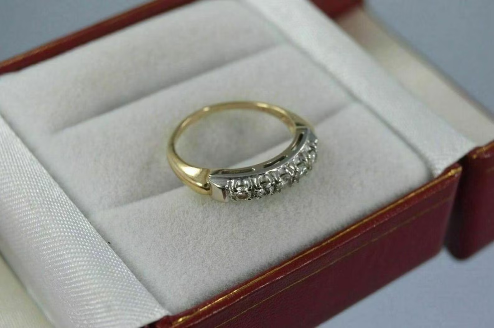 0.65Ct. Vintage Art Deco 1920s Diamond Wedding Band Two Tone Five Stone Eternity
