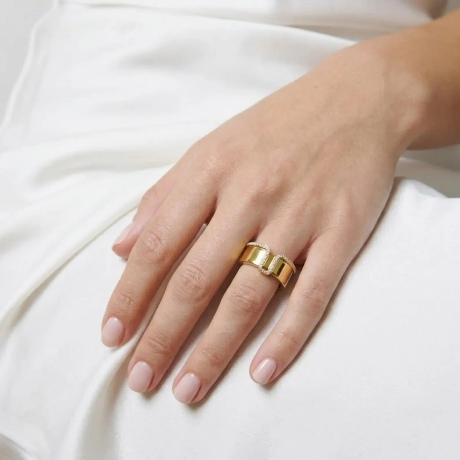 18K Yellow Gold Over Ring Cover Diamond Eternity Band Smart Enhancer Stack Ring