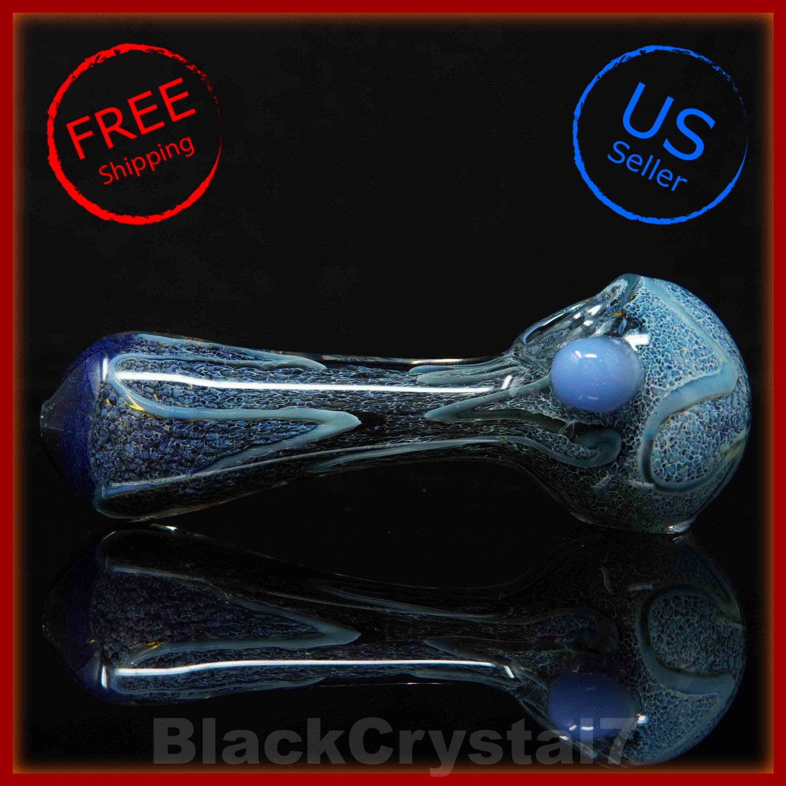 4.5 inch Handmade Midnight Blue Meteorite Rock Tobacco Smoking Bowl Glass Pipes