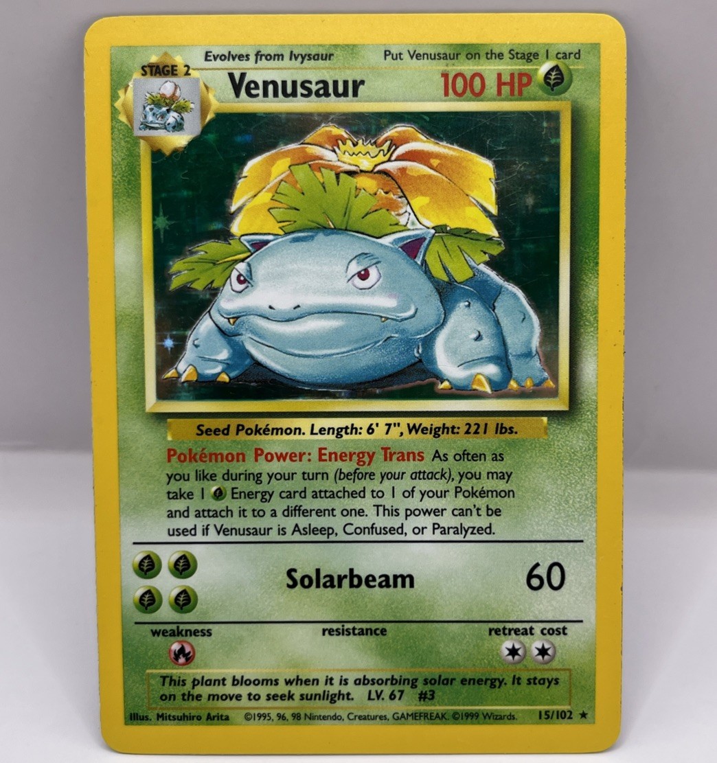 LP / NM ! Venusaur Holo Rare Base Set Pokemon TCG Card Vintage WOTC 015/102