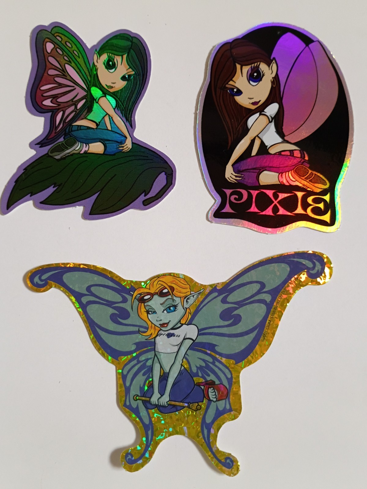 3 Prism Holographic Glitter Y2K Girl PIXIE Butterfly wings cute Girl Stickers
