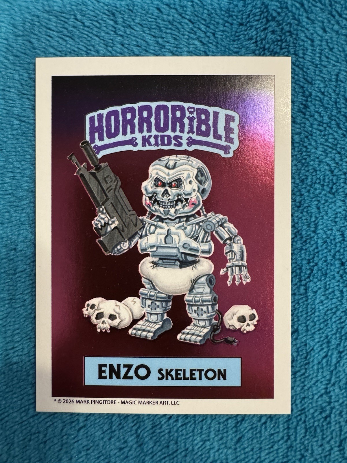 2026 Gross Card Con Foil Horrorible Kids Series 11 ENZO SKELETON Mark Pingitore