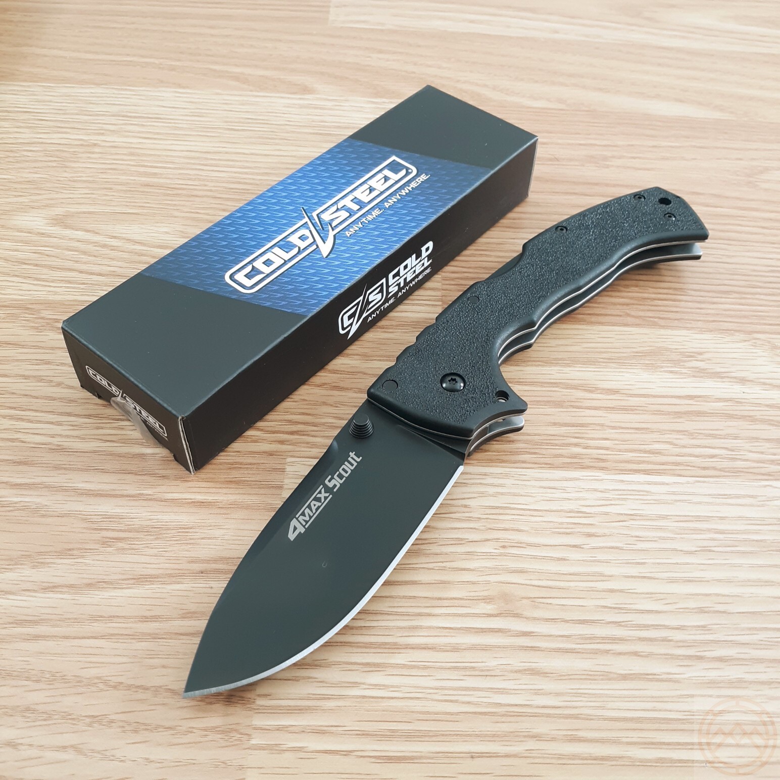 Cold Steel 4-Max Scout Folding Knife 4″ AUS-10A Steel Blade Black Griv-Ex Handle