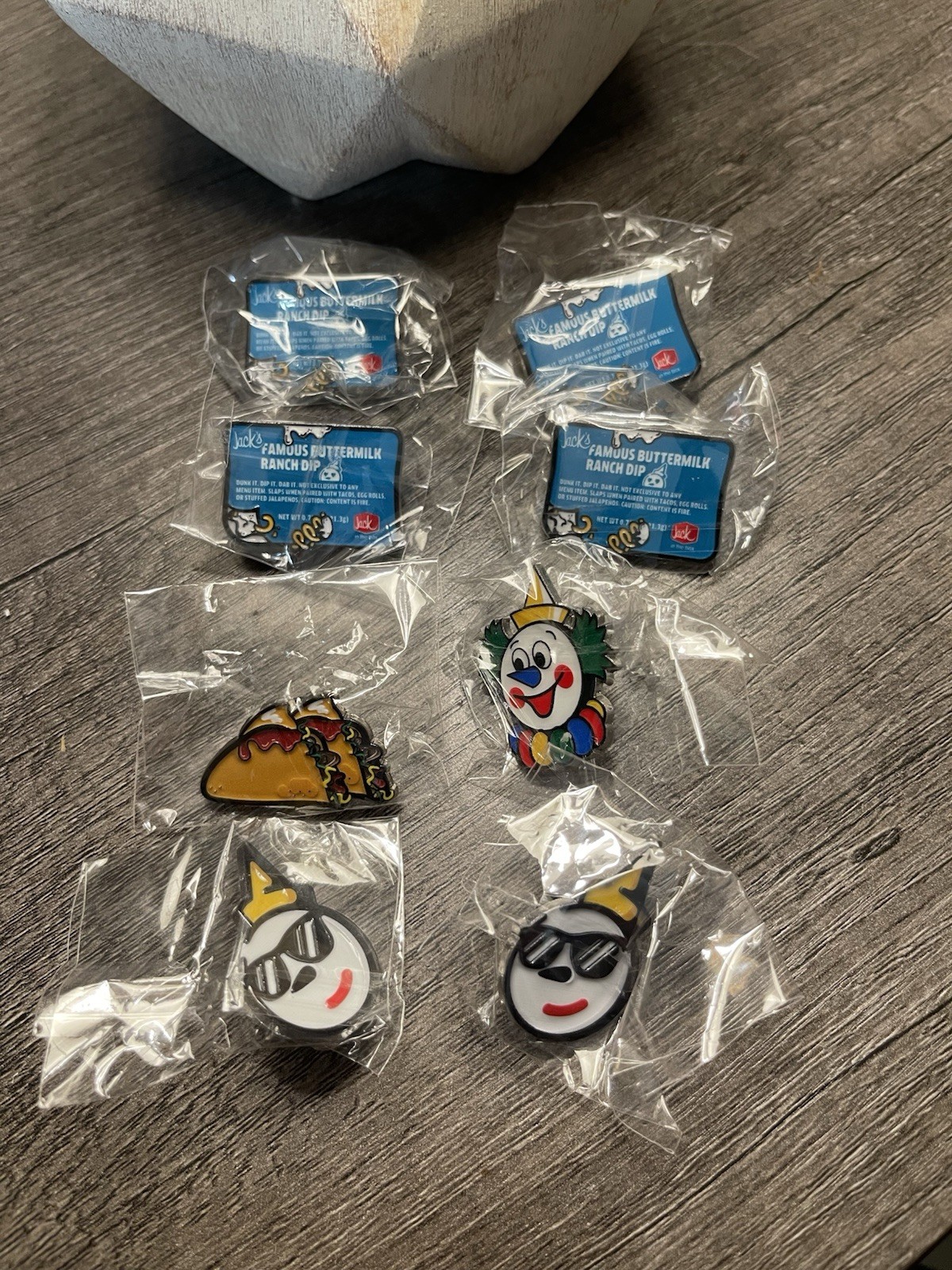 Jack in the Box Multicolor Food & Beverage Promo Pins Lot – Complete Set + extra