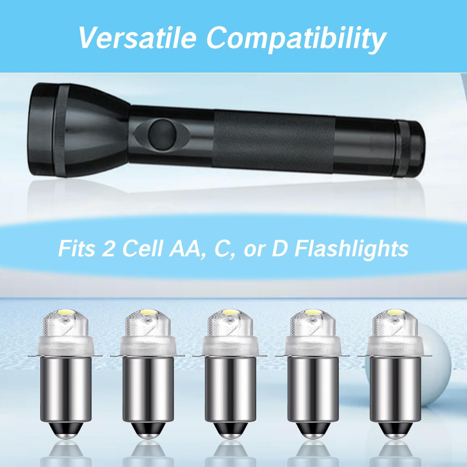 YAFIYGI 2 Pack Flashlight Bulbs 30 Lumen 3-Volt LED 2 Count (Pack of 1), 2pcs
