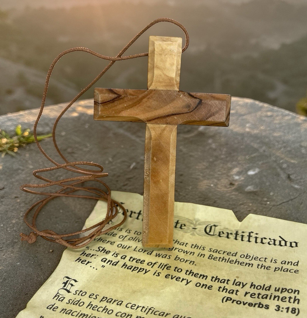 Olive Wood Cross Necklace Made Bethlehem Jerusalem Holy Land Genuine Crucifix