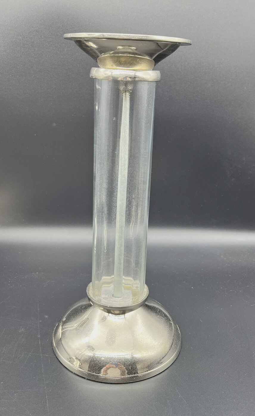 SEARS Candle Holders Graduated Sizes Glass & Nickel India Set of 3 Vintage