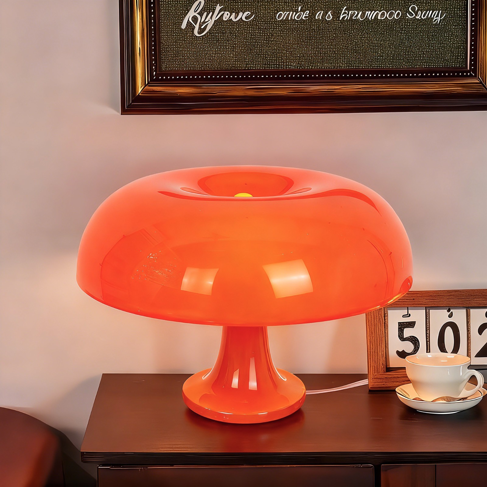 14 In Bedside Lamp, Orange Mushroom Table Lamp, 4-light Tri Color Variable Light