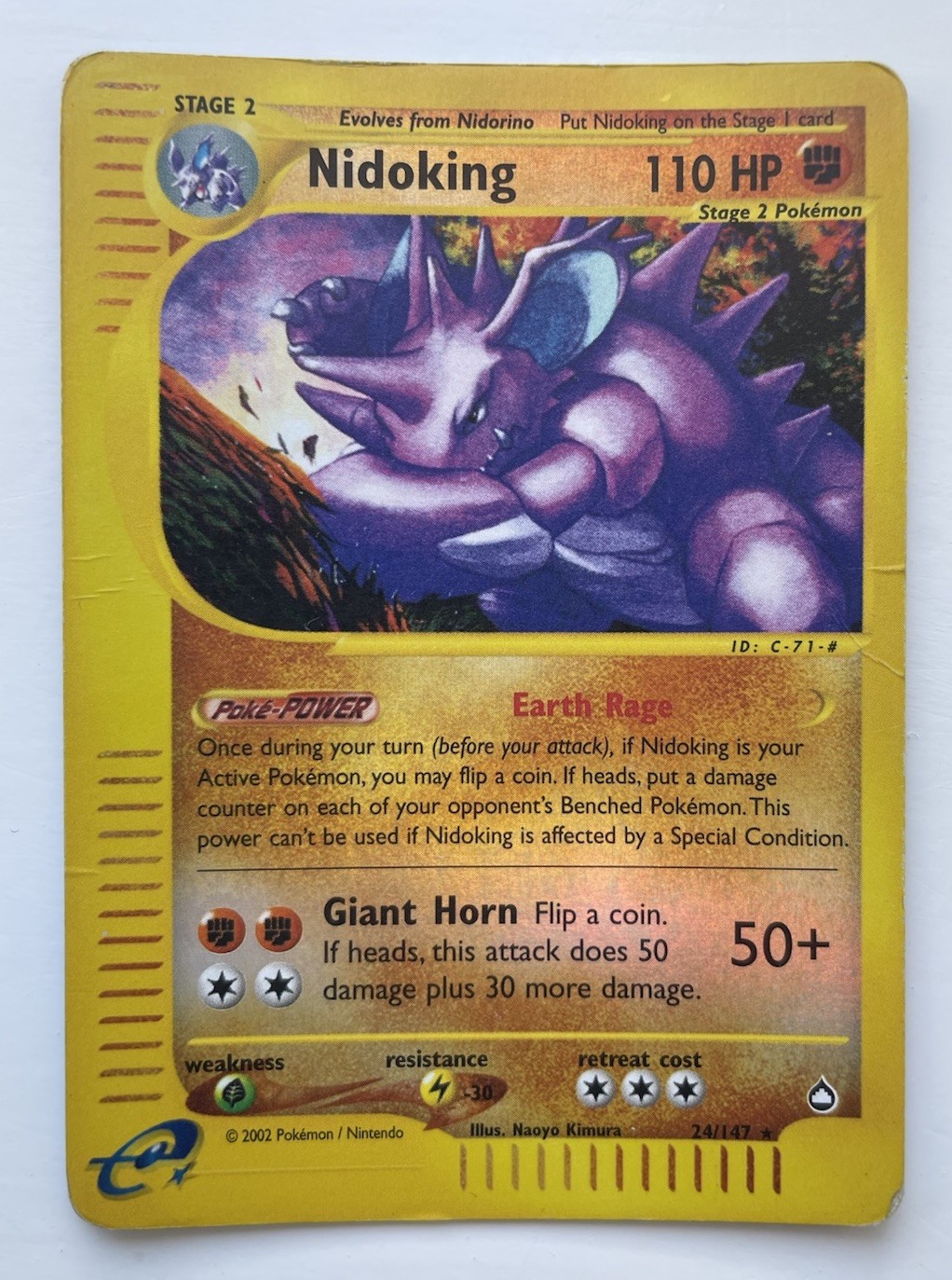 Nidoking 24/147 Aquapolis Reverse Holo Rare Heavily Played WOTC 2002