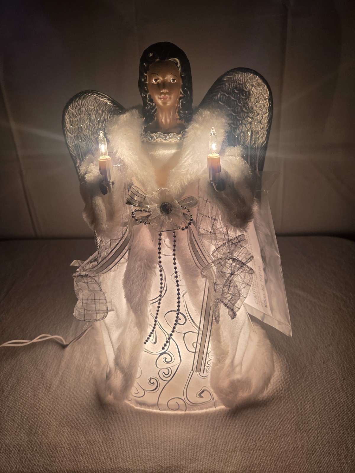 Ashland Christmas Lighted Corded Angel Tree Topper 13in NOB