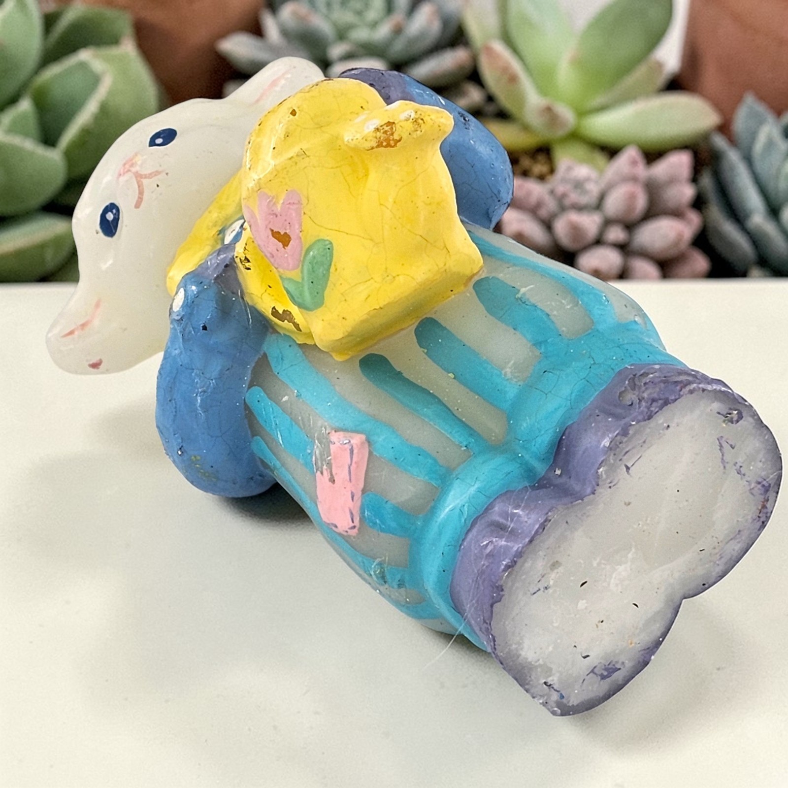 VTG Easter Lamb Candle Spring Gardening Tulip Watering Can Pastel Colors AVON