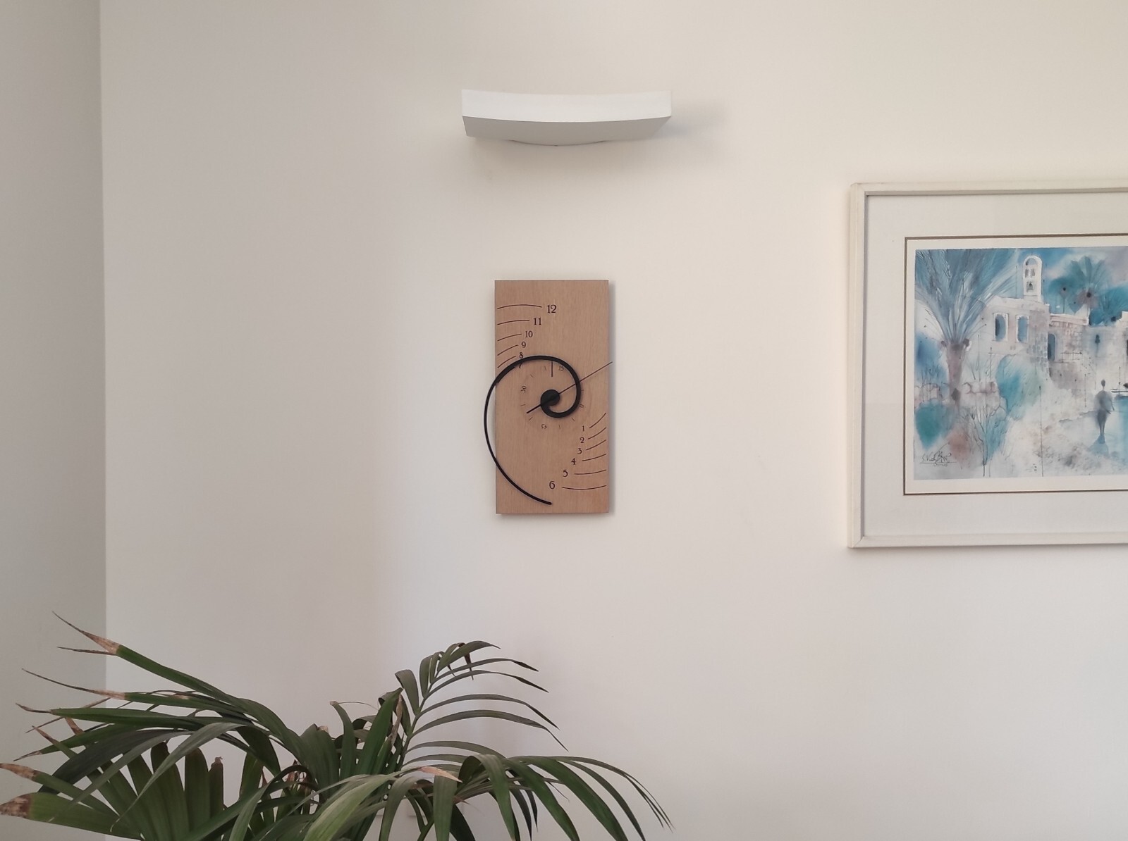 Unique Spiral Wall Clock,Alpha,Oak Finish,Mathematical, Artistic Design,Man Gift