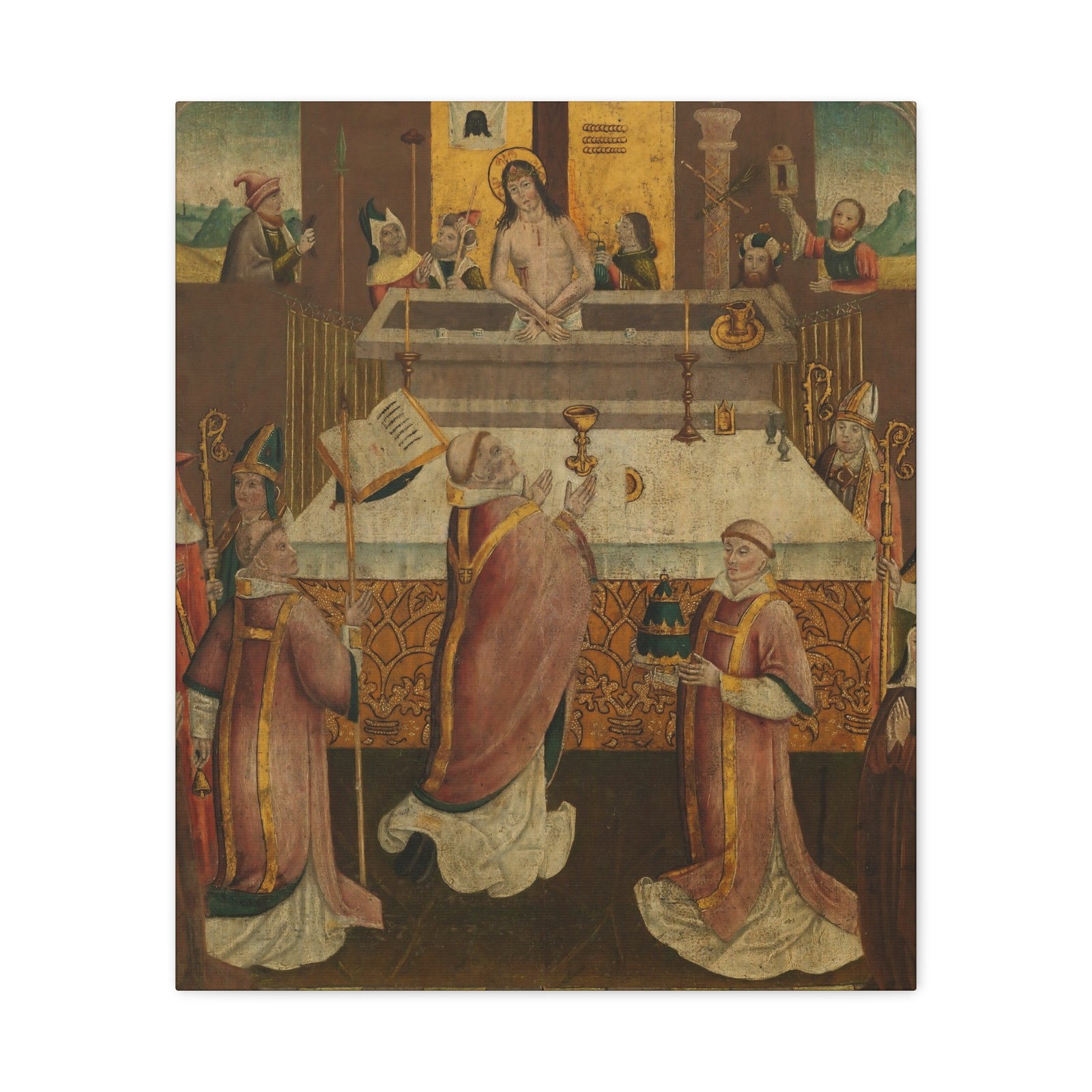anonymous – Mass of Saint Gregory – c. 1500 – Canvas Wall Art