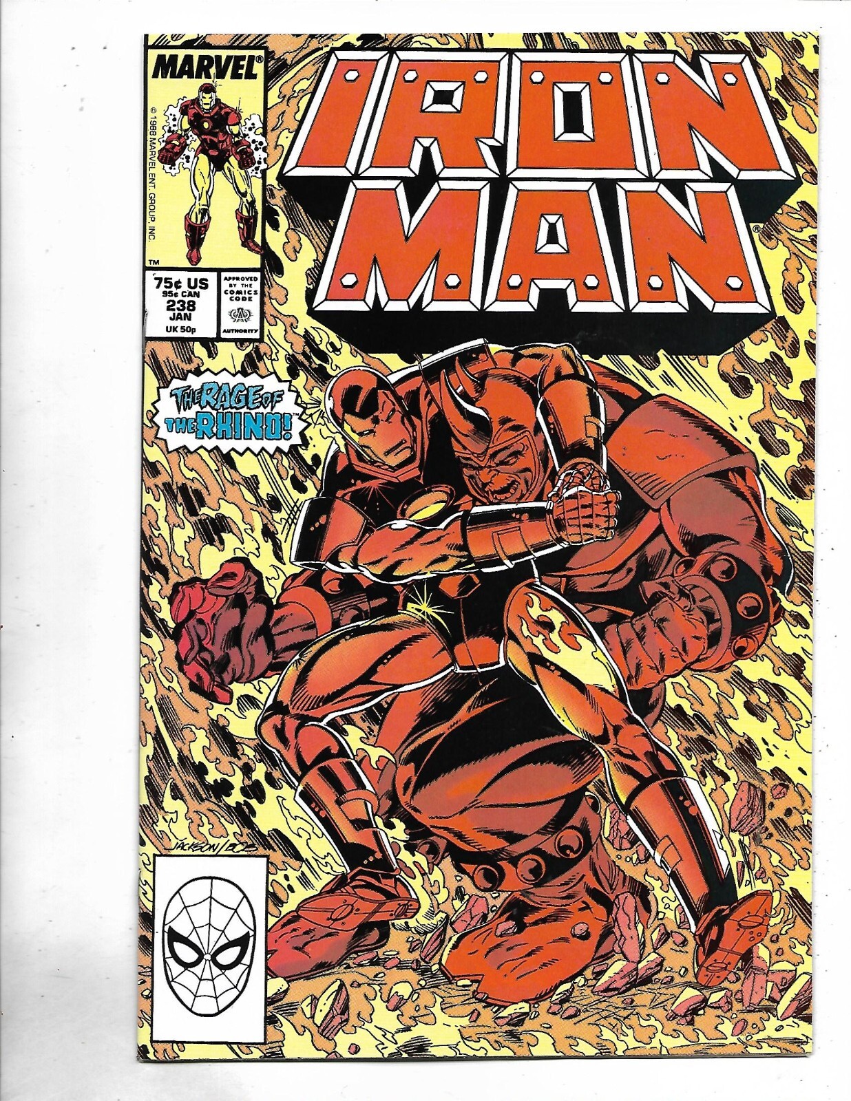Iron man #238, 1989, 9.8, NM/MT, vs The Rhino, Stan Lee era classic, Modern age